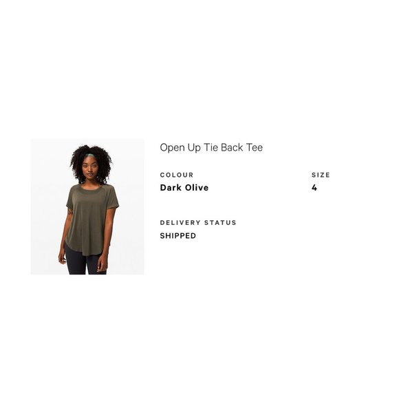 Lululemon Dark Olive Open Up Tie Back Tee size 4 - Picture 13 of 13